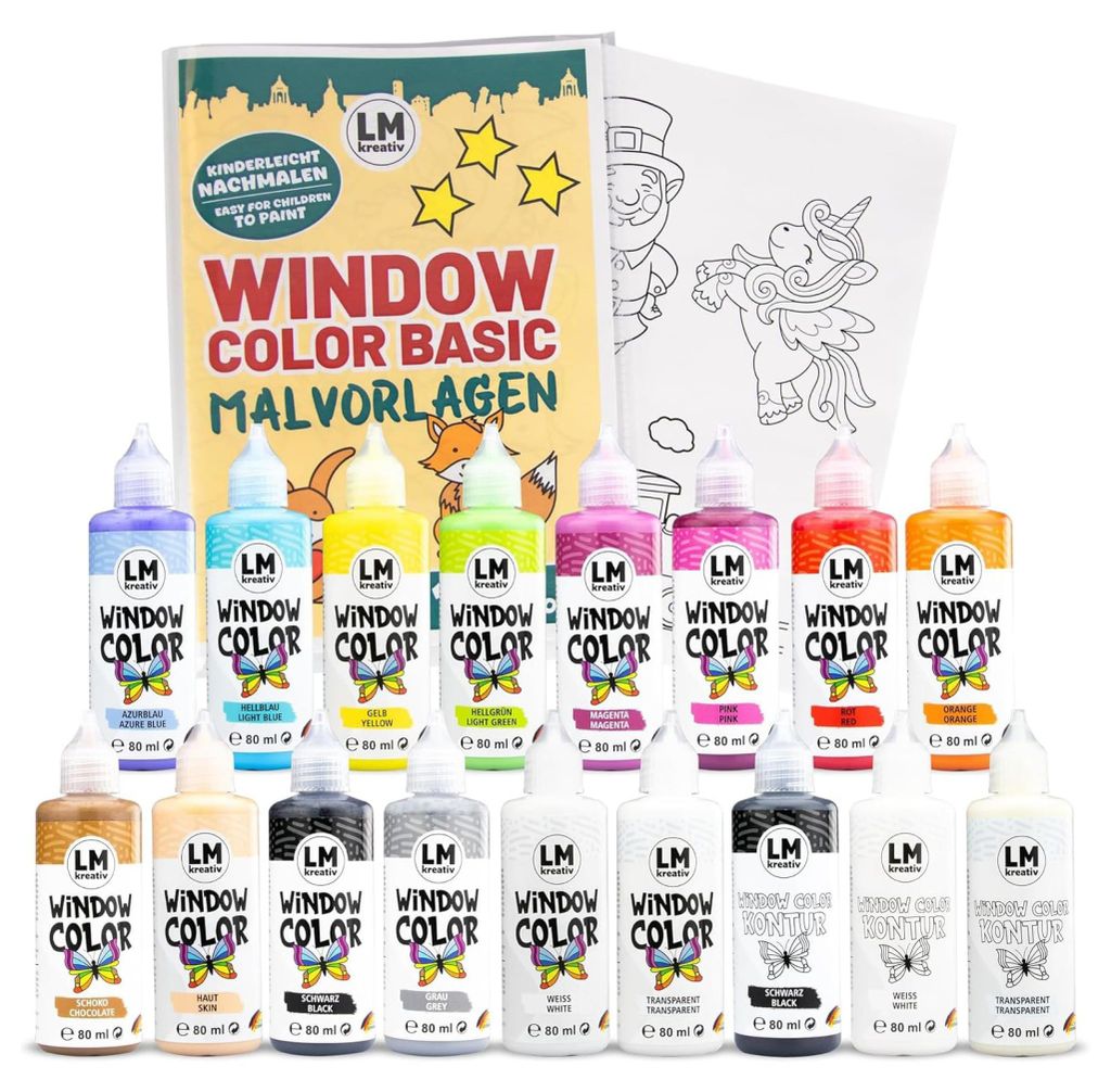 LM-Kreativ Window Color Set (17 x 80 ml Basic inkl. Produktbild 