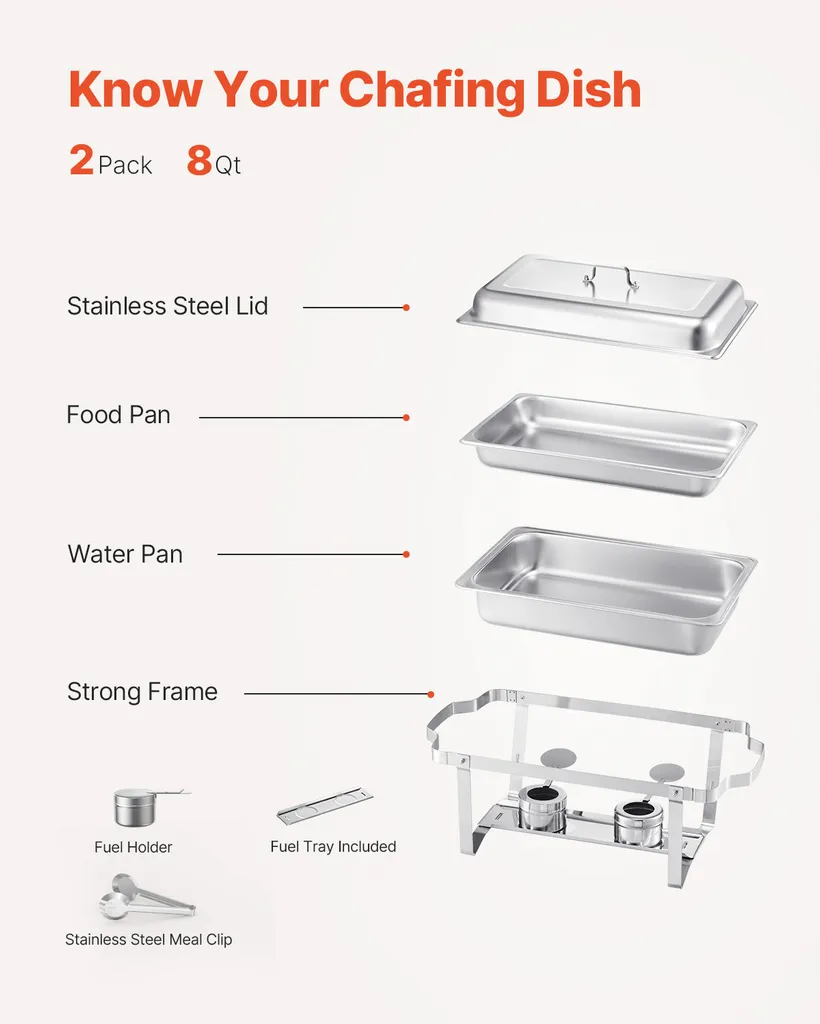 Analisi Set SucceBuy 8 Qt Chafing Dish 2 Pezzi Acciaio Inossidabile - 5