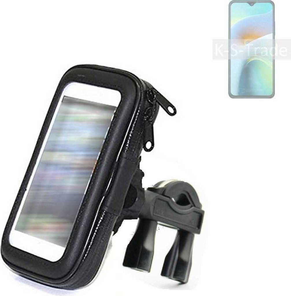 K-S-Trade Fahrrad-Halterung kompatibel mit Cubot J8 Handy-Halterung Halter Lenkstange Fahrradhalterung Motorrad Bike Mount Wasserabweisend regensicher