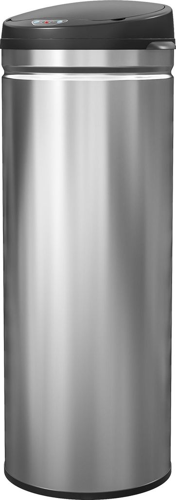 50 Liter Sensor-Mülleimer mit Soft-Close-Funktion, berührungsfreier Abfalleimer aus Edelstahl für hygienische Küchen, Büros, Silberfarben