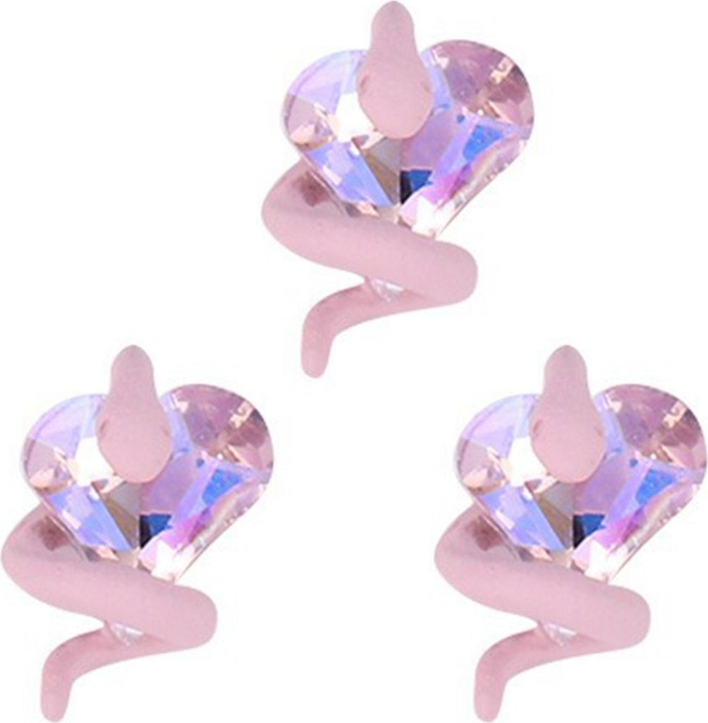 3 Stück DIY Nageldekorationen Schlange rund um 3D Herz Kunstkristall Charms Nail Art Strasssteine Telefonhülle Dekor Zubehör Maniküre Zubehör