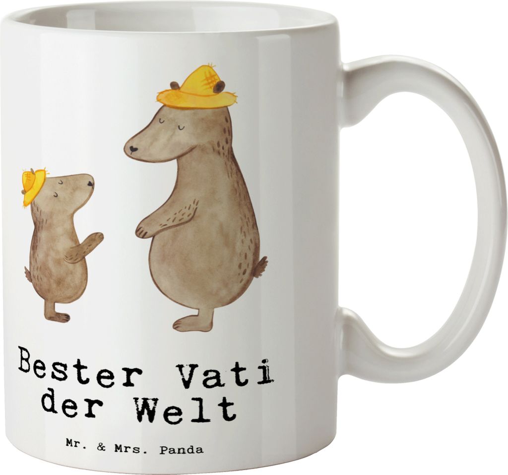 Mr. & Mrs. Panda Teetasse Bär Bester Vati der Welt - Weiß - Geschenk, Dankeschön, Geburtstag, Kaffeebecher, Familie, Tasse, Vater, schöne, Dadd...