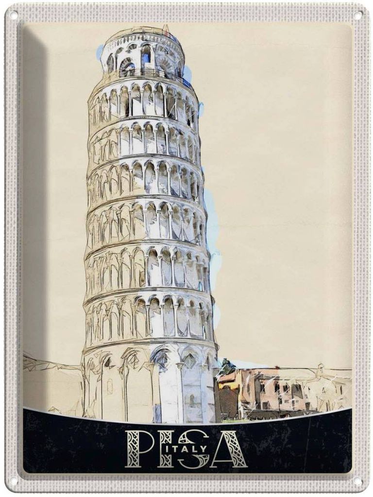 vianmo Blechschild 40x30 cm Pisa Italien Urlaub Häuser Architektur Schiefer Turm Bildmotiv Reisemotiv Abenteuer Reisen Europa