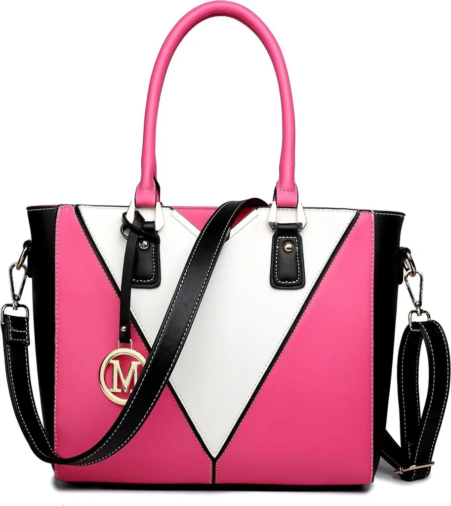 Sac à main Miss Lulu Gris-Blanc en V avec compartiments multiples