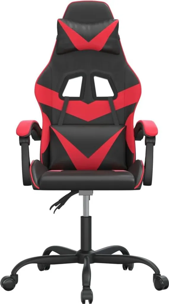 vidaXL Sedia da gioco girevole in ecopelle nera e rossa - 3