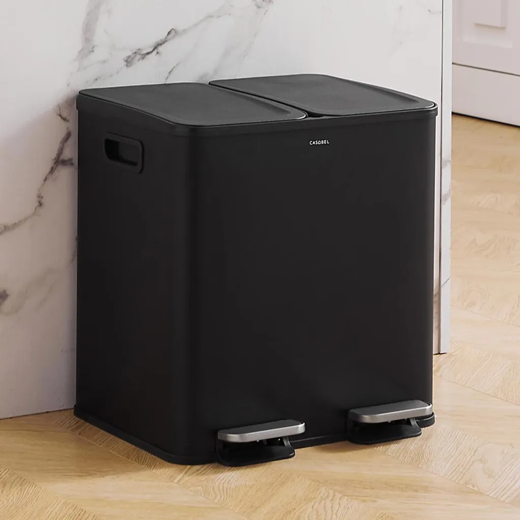 Poubelle Cuisine Anti-Odeur 2x15L Inox pour un Tri Facile et Propre