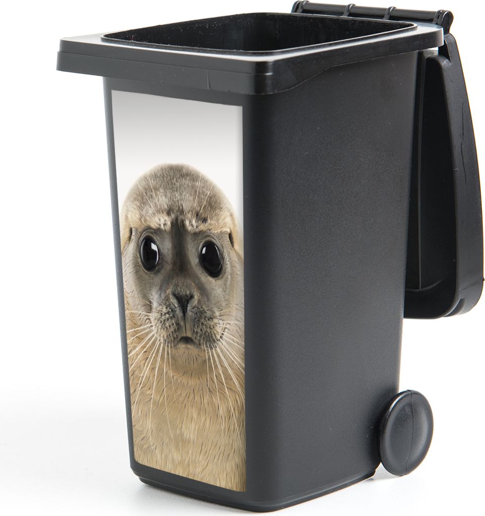MuchoWow Mülltonnenaufkleber Jungen - Robbe - Kinder - Mädchen - Tiere 44x98 cm - Containeraufkleber - Aufkleber - Mülltonnen-Aufkleber