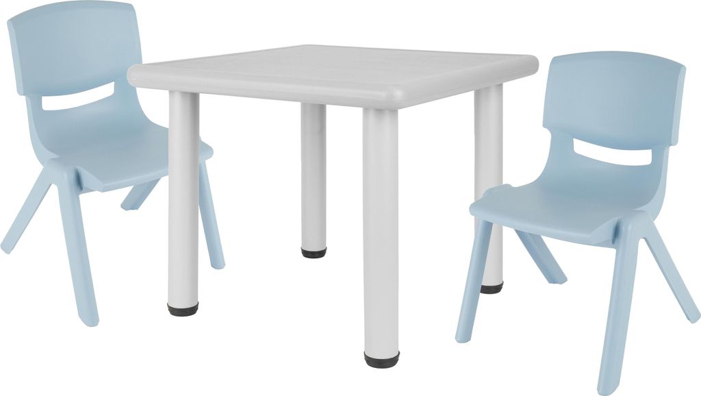 Bieco Kindertisch mit 2 Stühlen | Für Innen und Außen | Kindertisch mit Stühle Stapelbar & Kippsicher | Basteltisch Kinder Tisch Stuhl Set Malt...