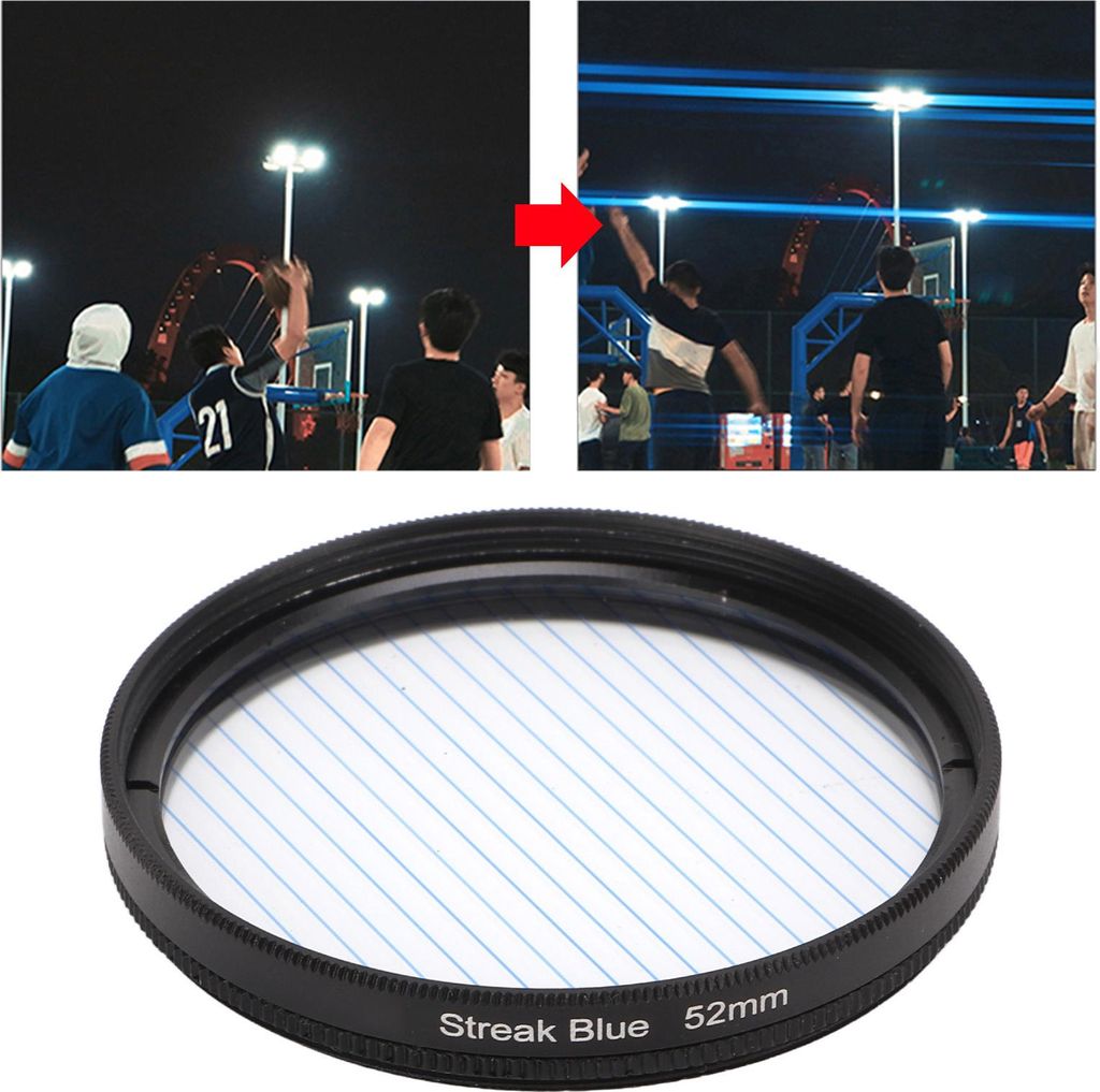 Junestar Blue Streak Spezialeffektfilter Anamorphes optisches Glas für Nikon-Kamerazubehör 52 mm/2,0 Zoll