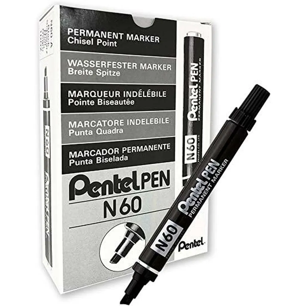 Marqueur Pentel permanent noir pointe biseautée : marquage durable