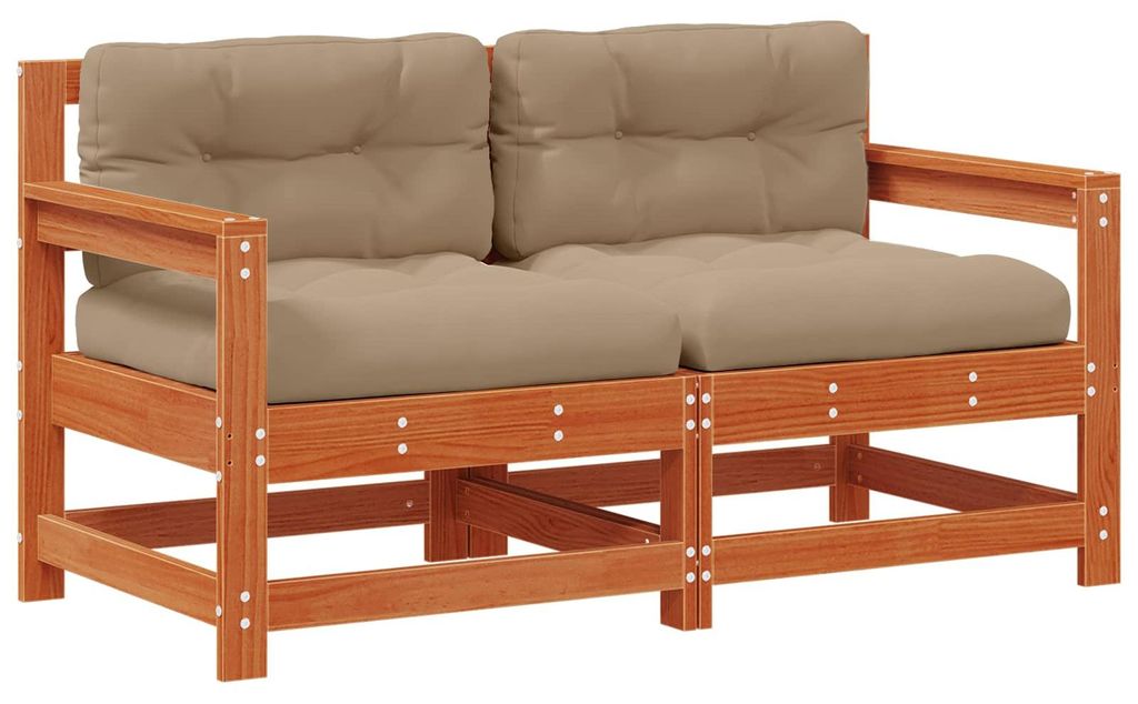 2 Stück Gartenecksofa Massives Kiefernholz Wachsbraun