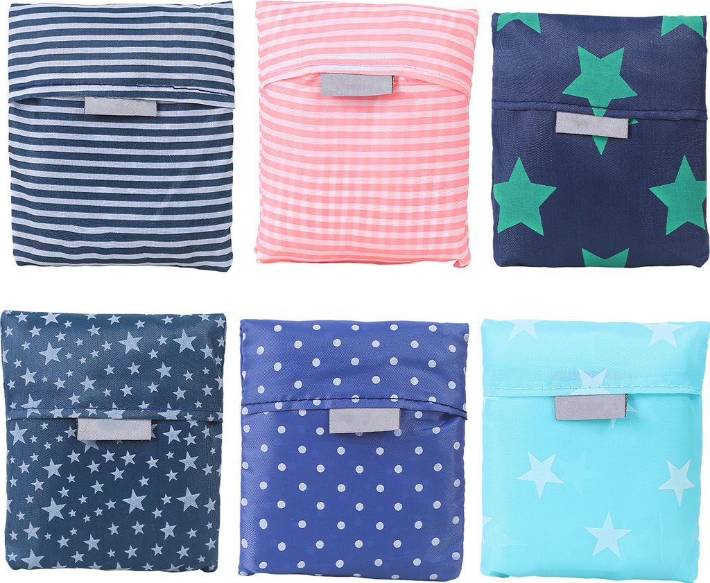 6-teilige Einkaufstüten mit Griffen, wiederverwendbar, faltbar, waschbar, strapazierfähig, Einkaufstasche aus Polyestergewebe für unterwegs