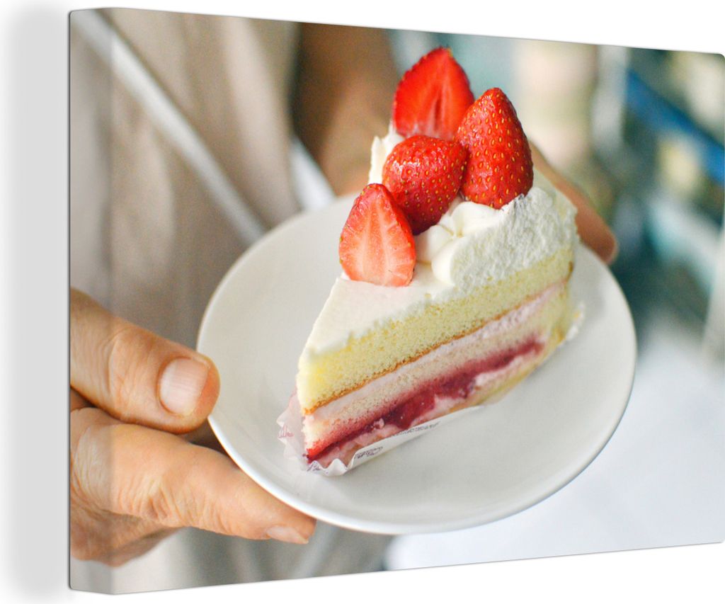 OneMillionCanvasses - Leinwandbilder - 140x90 cm, Torte - Obst - Erdbeere - Schlagsahne, Wandbilder Kunstdruck Wanddekoration - Foto auf Leinwand...