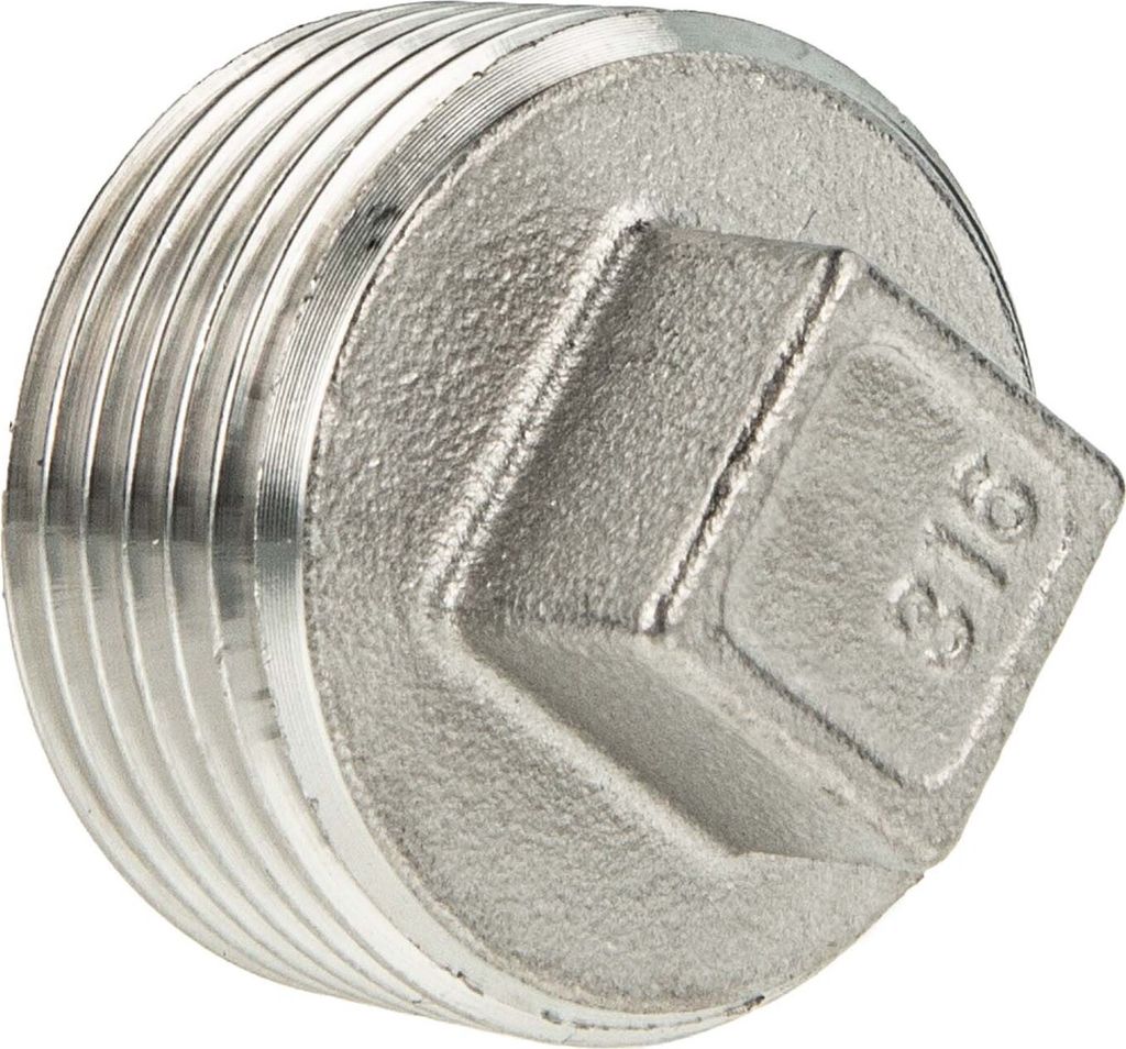 tecuro Stopfen mit Vierkant Edelstahl V4A (AISI 316), AG 2 Zoll