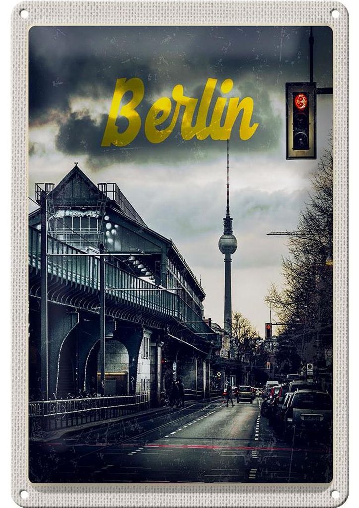 Blechschild Reise 20x30cm Berlin Deutschland Mittelalter Gemälde