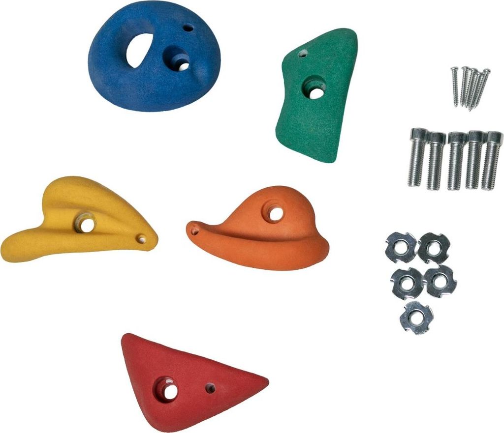 5er-Set Klettergriffe aus Polyresin mit Befestigungsmaterial