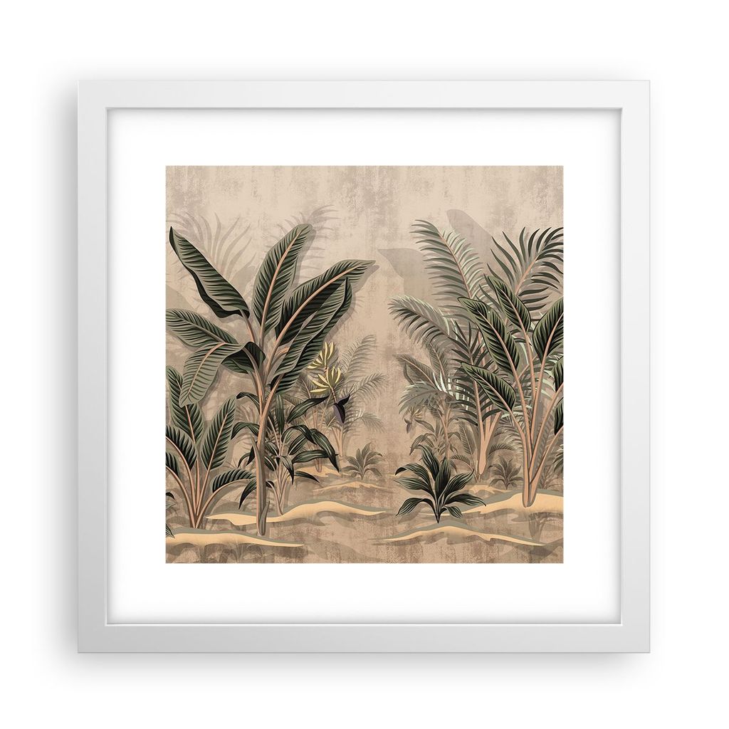 Gerahmtes Poster - Weißer Rahmen - Wald Blatt Baum - 30x30 cm - Wand Bild - Wanddeko - Wandbilder - Kunstposter - Wandposter - Bilderrahmen - Bild...