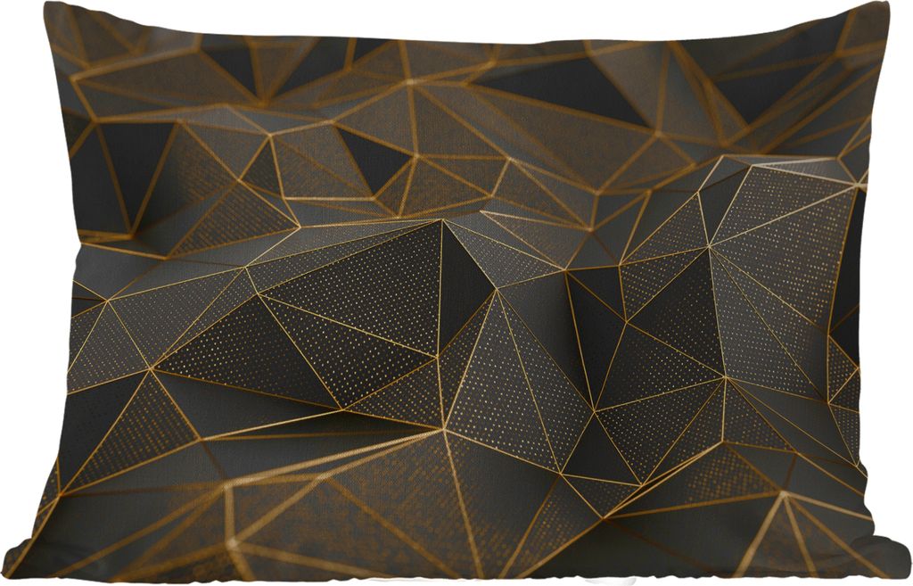 MuchoWow Outdoor Kissen - Abstrakt - Gold - 3D - Luxus - Kunst - 60x40 cm - Wetterfest - Lounge Kissen - Zierkissen - Kissen für Innenräume