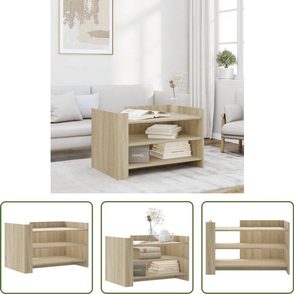 The Living Store Couchtisch Sonoma-Eiche 80x50x50 cm Holzwerkstoff