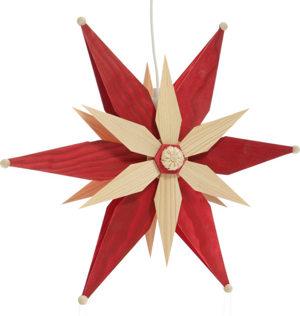 Fensterschmuck Holzstern mit Beleuchtung BxHxT 32x32x10cm Produktbild 