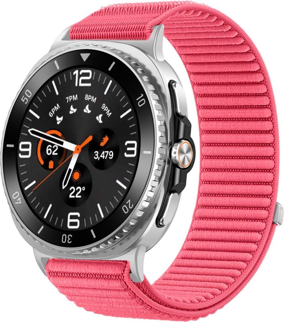 Für Samsung Galaxy Watch 8 / 8 Classic Nylon Klettverschluss Metall Interface Armband Pink