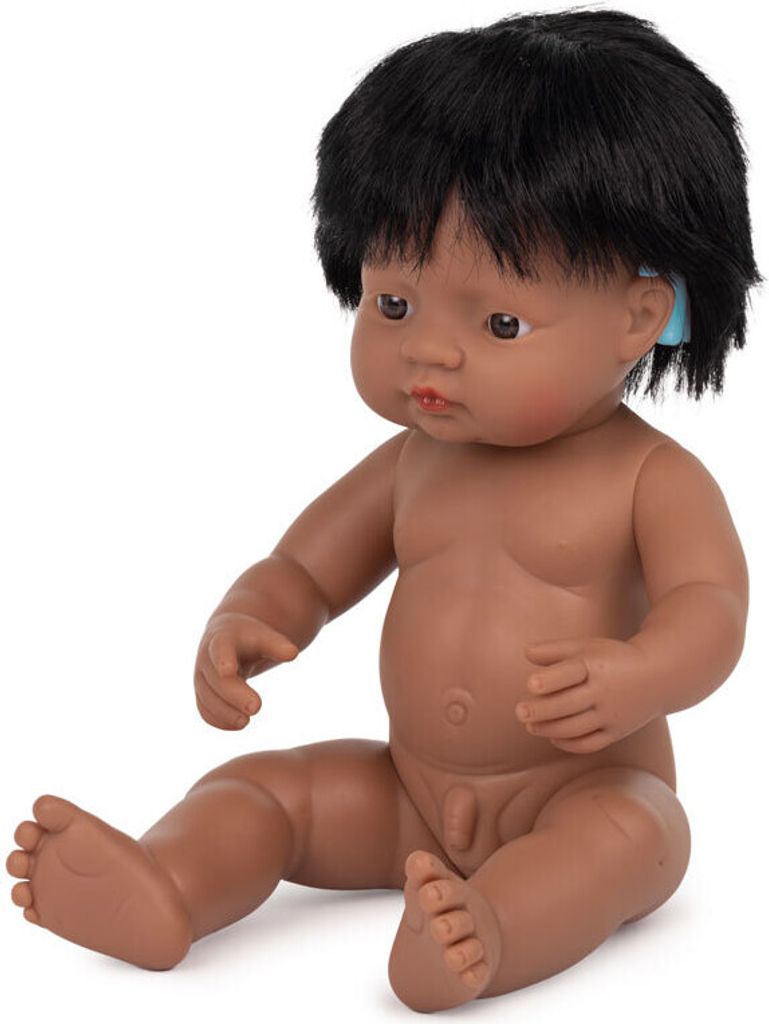 Miniland Puppe Junge mit Hörsystem südländisch 38 cm