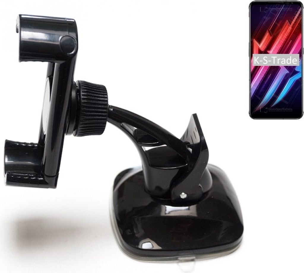 K-S-Trade kompakte Handy-Halterung Windschutzscheibe kompatibel mit nubia Red Magic 6 Pro Armaturenbrett schwarz Autohalterung KFZ Halter