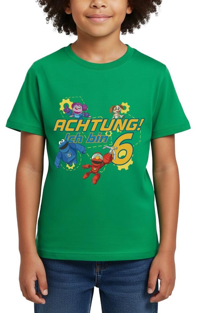 Spreadshirt Mecha Builders Team Achtung Ich Bin 6 Jahre Alt Kinderkunst Kinder T-Shirt, 122/128 (7-8 Jahre), Kelly Green