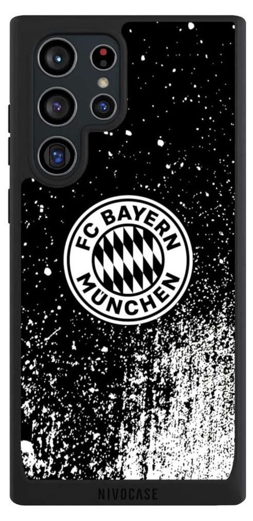 NIVOCASE Handyhülle für Samsung Galaxy S22 Ultra Hülle NIVOpure Case Schwarz FC Bayern München FCB Offizielles Lizenzprodukt