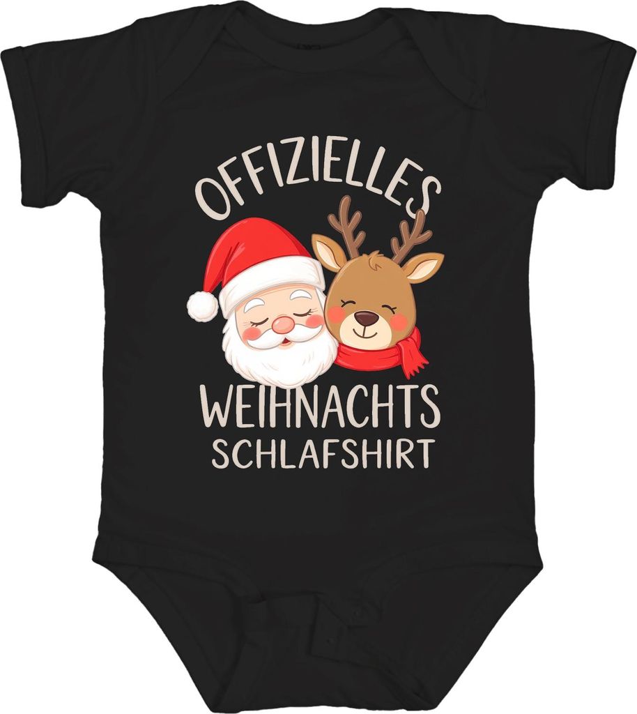 Offizielles Weihnachts Schlafshirt Weihnachtsmann Rentier Lustig Unisex Baby Body, Schwarz, 18/24