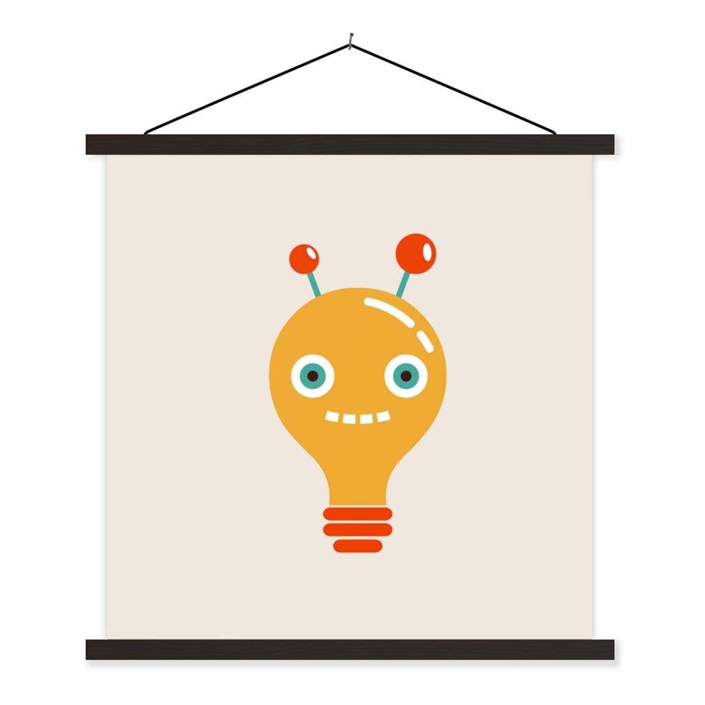 MuchoWow Textilposter Roboter - Glühbirne - Gesicht - Antenne - Kinder 40x40 cm mit schwarzem Rahmen - Fotos