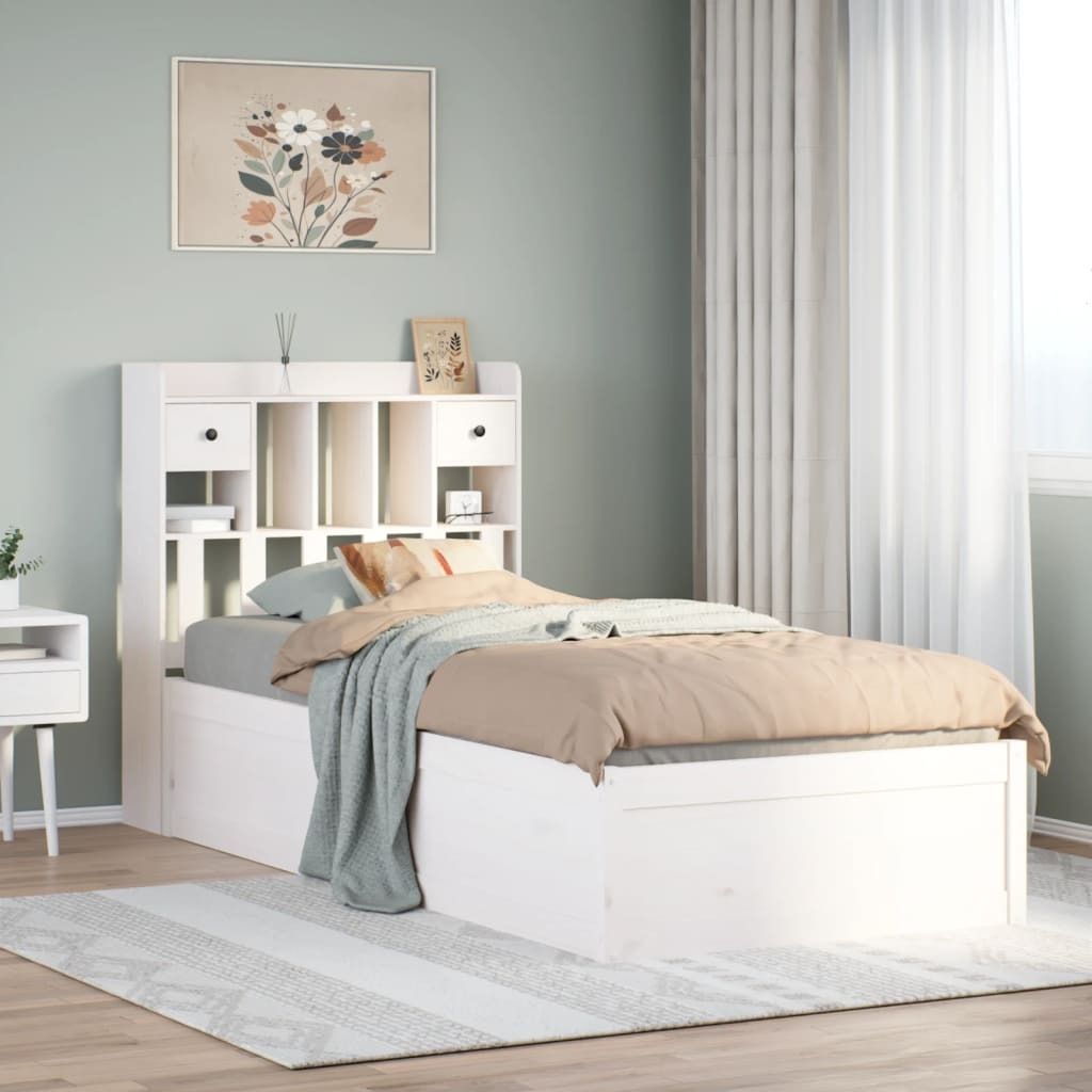 "2026 Promotion" Massivholzbett Schlafzimmer - ohne Matratze - Weiß - 90x200 cm - Kiefernholz - Polsterbett CC17793