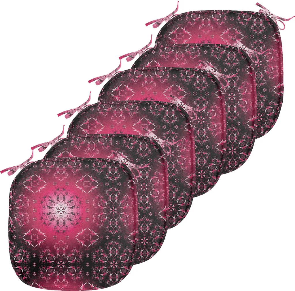 ABAKUHAUS Lot de 6 Coussins de Chaise Mandala 40x40 cm Rose et Marron