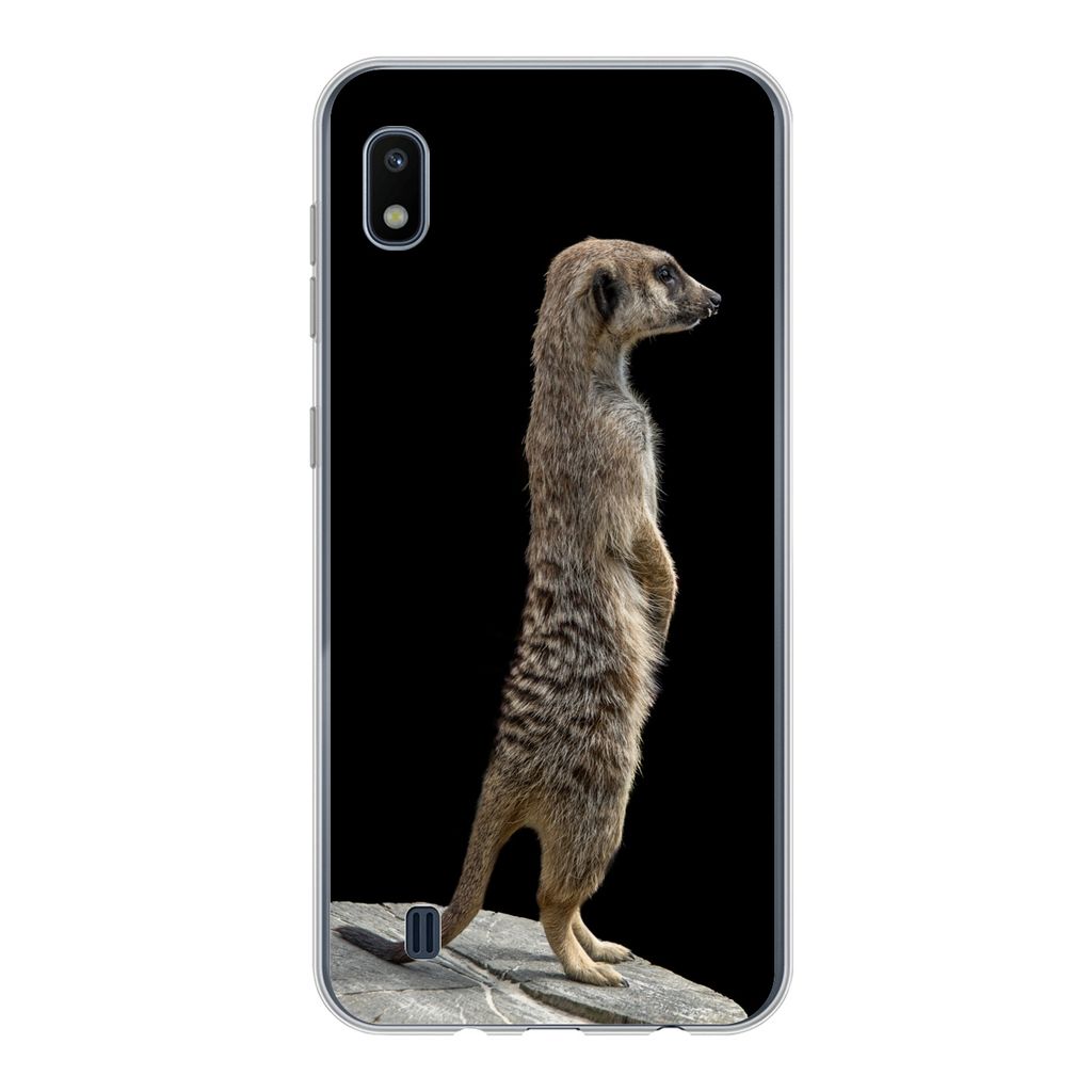 MuchoWow Handyhülle Schutzhülle Hülle für Samsung Galaxy A10 Erdmännchen - Wilde Tiere - Schwarz Silikon Softcase Handy Hülle - Schutzhülle