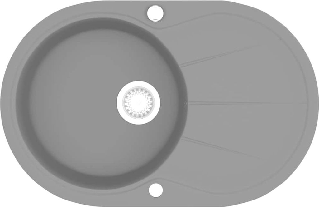 vidaXL Granitspüle Einzelbecken Oval Grau Produktbild 