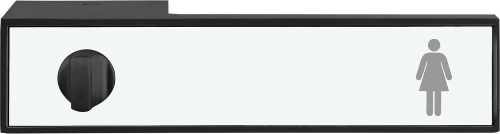 Griffwerk FRAME 1.0 | DESIGN MANUFAKTUR -Graphitschwarz Griffpaar -Frame -Resopal-Inlay kristallweiß seidenmatt RAL 9016 -Symbol (F/M)-WC rechts