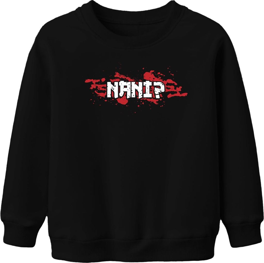 NANI? Anime Manga Ästhetik Otaku Japan Meme Gaming Japanisch Uni Kinder Sweatshirt Pullover, Schwarz, 116
