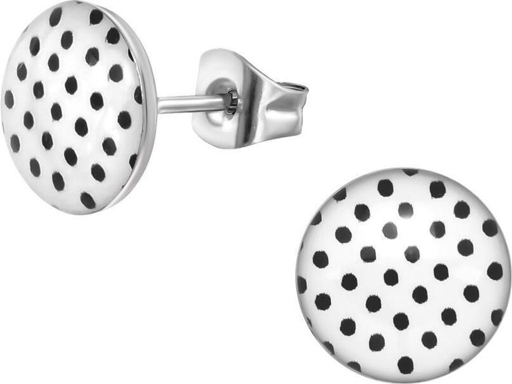 Ohrstecker schwarze Punkte 10mm aus Edelstahl Uni