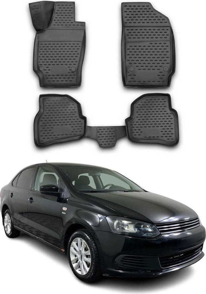2010-2020 VW Polo à hayon arrière Tapis TPE noir 4 pièces Image du produit 