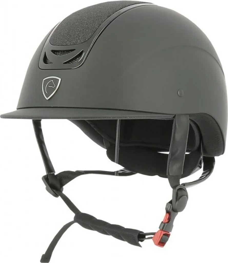Casque EQUITHÈME Pepit enfant noir pailleté, réglable et ultra aéré 49-51