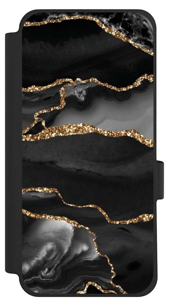 NIVOCASE Klapphülle für Google Pixel 10 Pro XL Handyhülle aus Kunst Leder NIVOflip schwarz Glitzer Look Marmor Muster