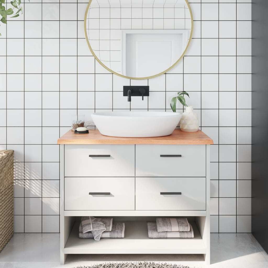 "SALE 2026"Waschtischplatte - modernes Design - Hellbraun 100x60x2cm Massivholz Behandelt NEU200850 - Garten & Heimwerken