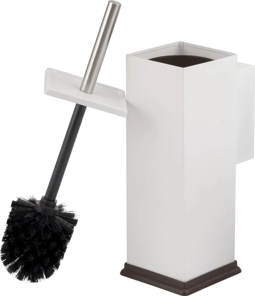 set WC bremermann incl. supporto a parete, portaspazzolino WC quadrato in acciaio inox