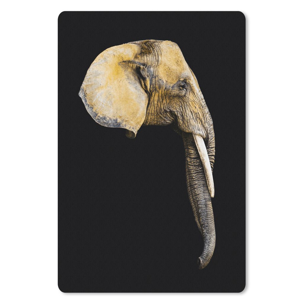 MuchoWow Mauspad Mousepad Elefant - Kopf - Schwarz 40x60 cm - Mousepads - Maus Mat - Pad - Mausunterlage - Schreibtisch Accesoire