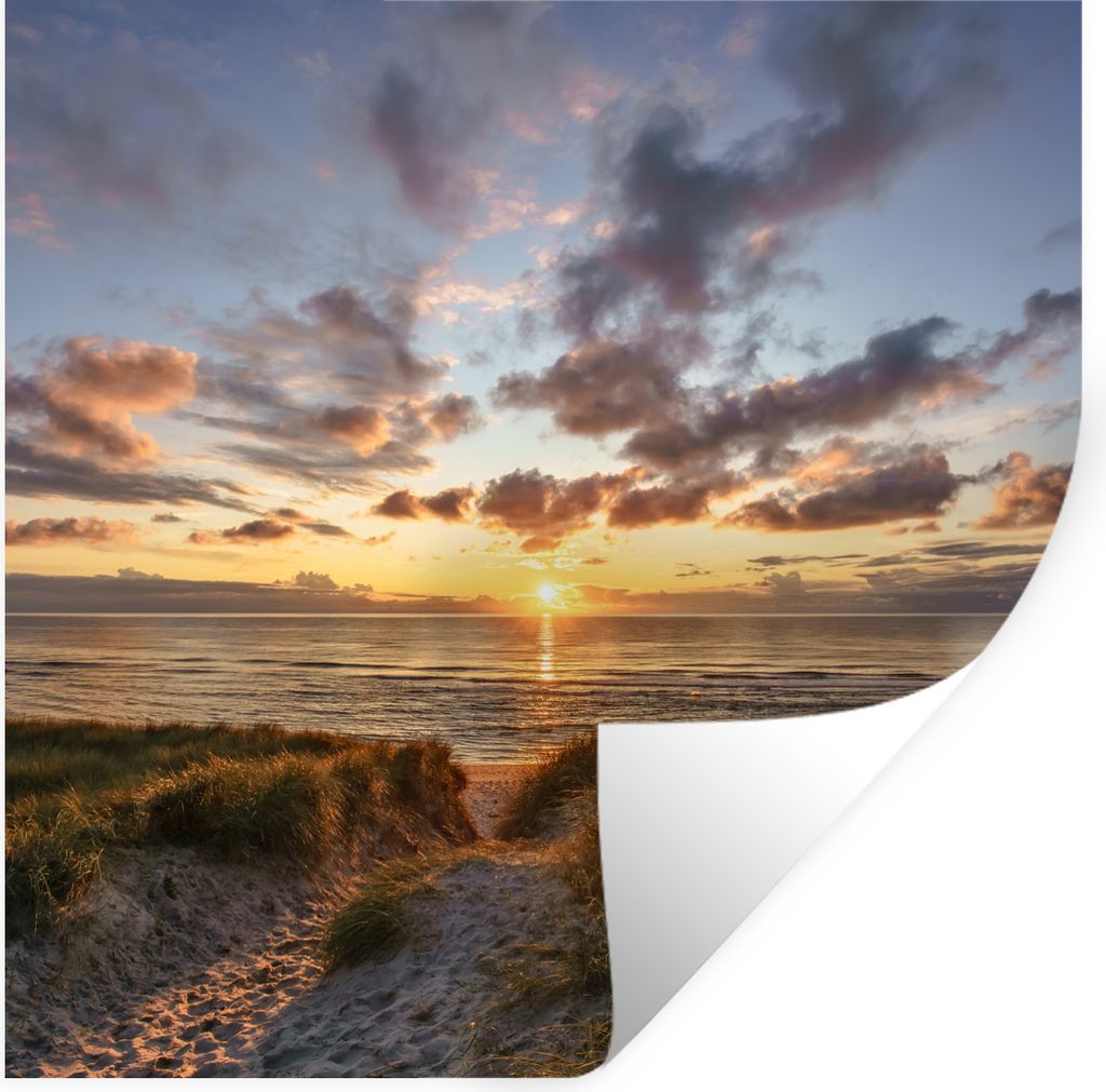 MuchoWow Wandtattoo Wandsticker Wandaufkleber Farbenfroher Sonnenuntergang über den ruhigen Dünen 30x30 cm Selbstklebend und Repositionierbar -...