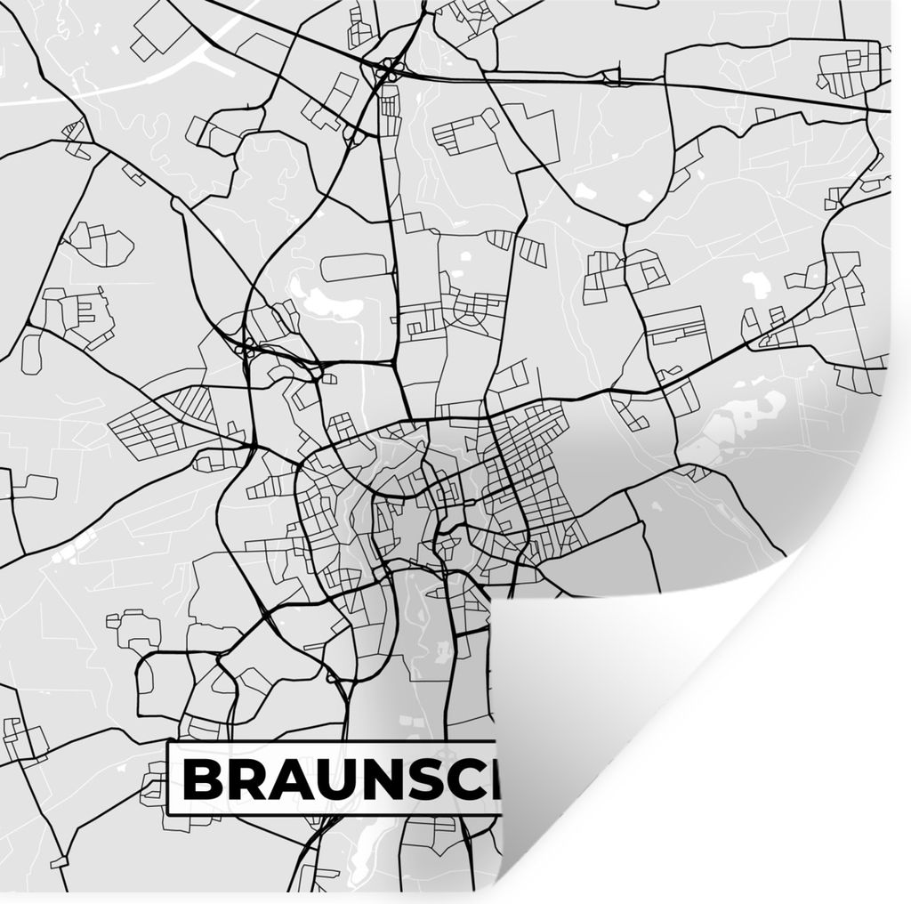 MuchoWow Wandtattoo Wandsticker Wandaufkleber Deutschland - Stadtplan - Braunschweig - Karte 80x80 cm Selbstklebend und Repositionierbar - Wierde...