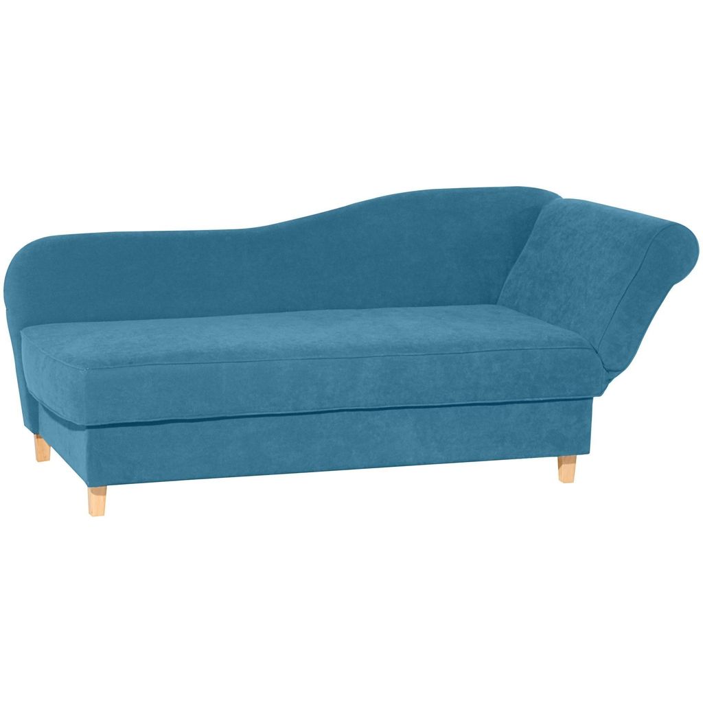 Recamiere mit Armteil rechts klappbar Katia Bezug Veloursstoff Buche natur / petrol 22700