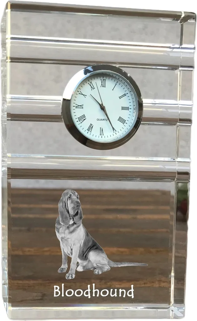 Bloodhound Orologio da Tavolo in Cristallo Art-Dog | Regalo Personalizzato