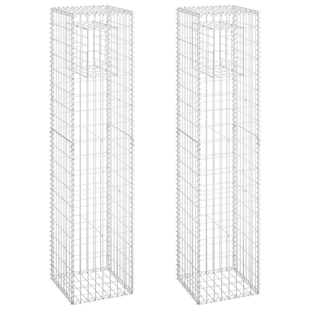 vidaXL Gabionensäulen 2 Stk. 40x40x180 cm Eisen