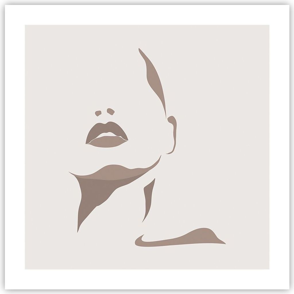 Poster - Poster ohne Rahmen - Boho Frau Mund - 50x50 cm - Wand Bild - Wanddeko - Wandbilder - Kunstposter - Wandposter - Bilder - Kunstdruck - Wand...